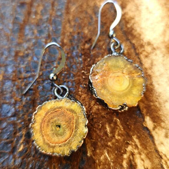 Topaz Druzy Gunmetal Irreg. Drop Earrings - Picture 8 of 8